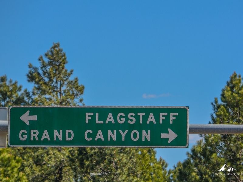 Flagstaff Arizona road sign for drivers